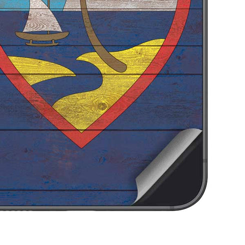 Guam Flag Dark Wood Galaxy S25 Skin
